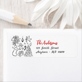 Doodle Christmas Return Adres Label Holiday Fun