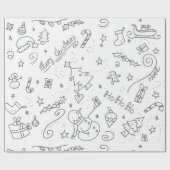 Doodle Christmas Sneeuwman omtrek Kinder kleuren Cadeaupapier (Vlak)