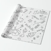 Doodle Christmas Sneeuwman omtrek Kinder kleuren Cadeaupapier (Uitgerold)