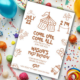Doodle Circus Show Verjaardagsfeestje Kaart