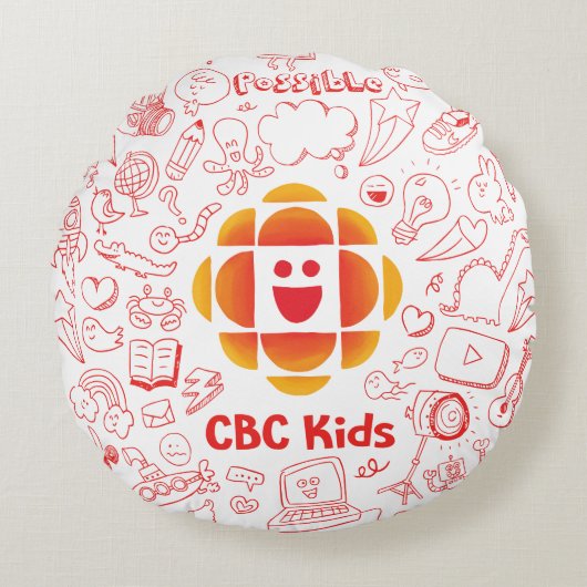 Doodle Cloud Rond Kussen (Voorkant)