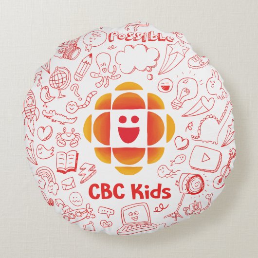 Doodle Cloud Rond Kussen (Achterkant)