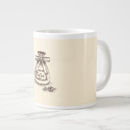 Doodle Coffee Beans Artistic Coffee Mug Grote Koffiekop (Voorkant rechts)