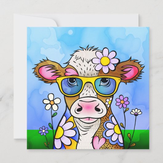 Doodle Cow Portrait Kaart (Voorkant)