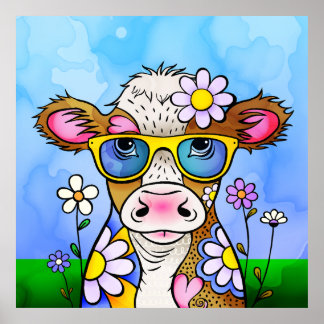 Doodle Cow Portrait Poster