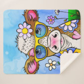Doodle Cow Portrait Sherpa Deken (Voorkant (horizontaal))