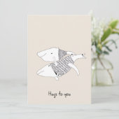 Doodle Cream Stimuleer Wenskaart walvissen Hug Kaart (Staand voorkant)