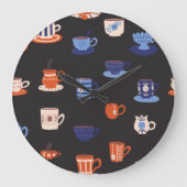  Doodle Cups Naadloze Achtergrond Grote Klok (Voorkant)