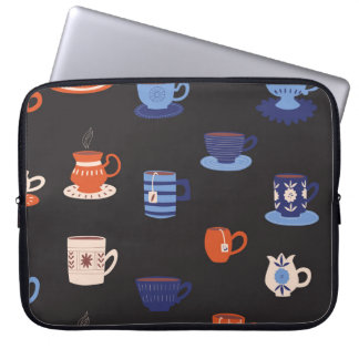 Doodle Cups Naadloze Achtergrond Laptop Sleeve