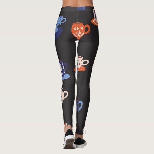Doodle Cups Naadloze Achtergrond Leggings (Achterkant)