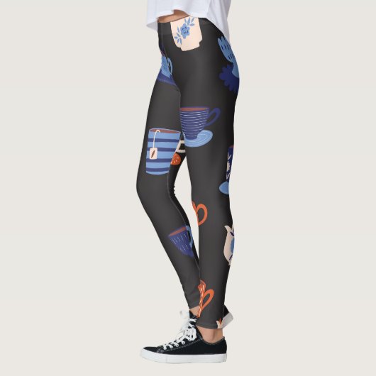 Doodle Cups Naadloze Achtergrond Leggings (Links)
