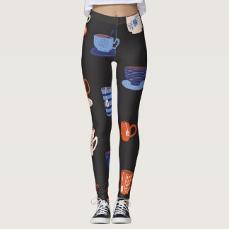 Doodle Cups Naadloze Achtergrond Leggings