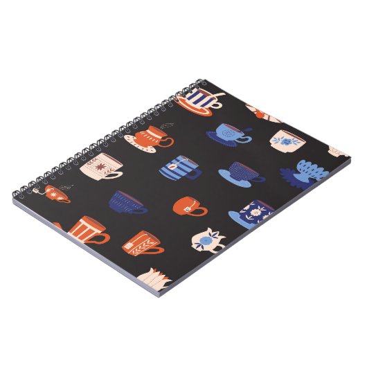  Doodle Cups Naadloze Achtergrond Notitieboek (Linkerzijde)