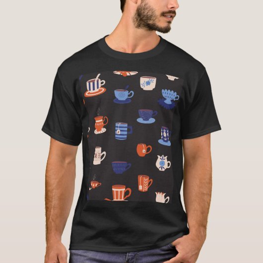  Doodle Cups Naadloze Achtergrond T-shirt (Voorkant)