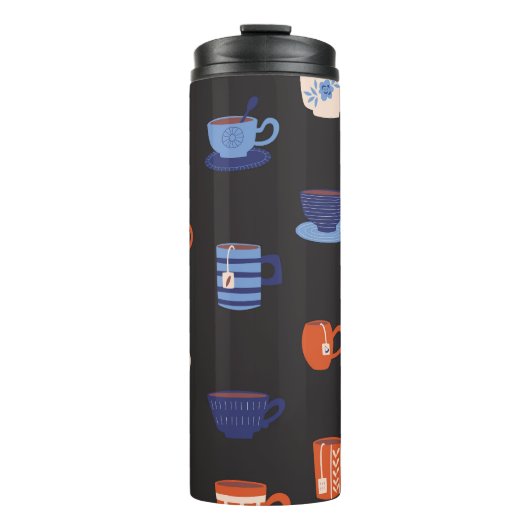Doodle Cups Naadloze Achtergrond Thermosbeker (Voorkant)