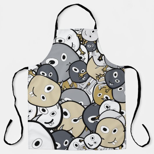 Doodle Cute Monsters Schort (Voorkant)