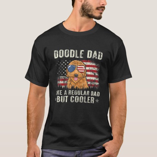 Doodle Dad Goldendole American Flag Vaderdag T-shirt (Voorkant)