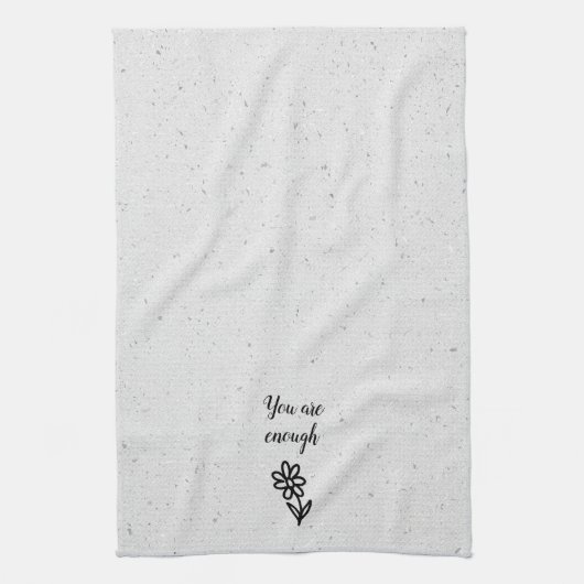 Doodle Daisy en Quote op Terrazzo Theedoek (Verticaal)