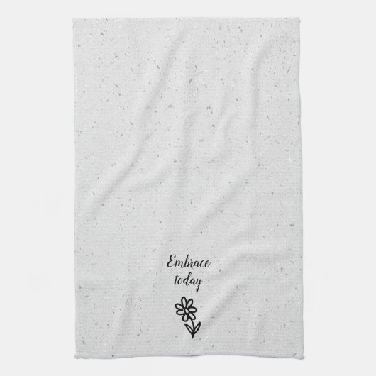 Doodle Daisy en Quote op Terrazzo Theedoek (Verticaal)