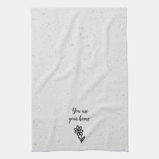 Doodle Daisy en Quote op Terrazzo Theedoek (Verticaal)