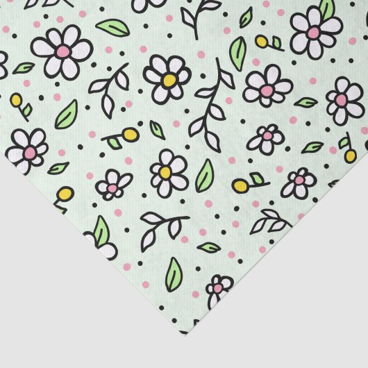 Doodle Daisy Flowers Schattige Girly Pattern Tissuepapier (Detail)
