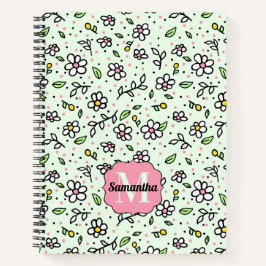  Doodle Daisy Flowers Schattige Patroon Monogram Notitieboek
