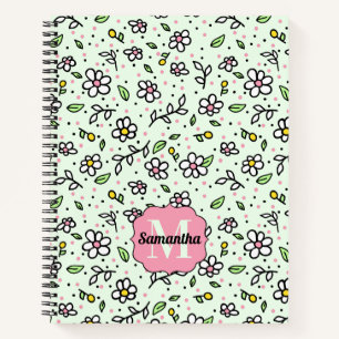  Doodle Daisy Flowers Schattige Patroon Monogram Notitieboek