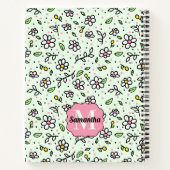  Doodle Daisy Flowers Schattige Patroon Monogram Notitieboek (Achterkant)