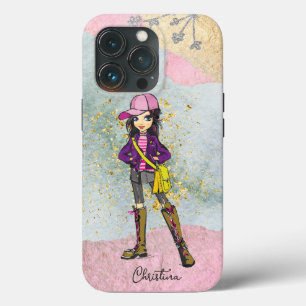 Doodle Dark Hair Fashionable Girl Name Case-Mate iPhone Case