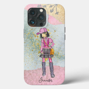 Doodle Dark Hair Fashionable Girl Name Case-Mate iPhone Case