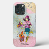 Doodle Dark Hair Girl met de naam Dog Case-Mate iPhone Case (Achterkant)