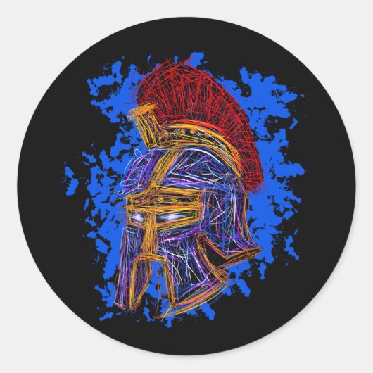 Doodle de gladiador: El poder y la valentía épica  Ronde Sticker (Voorkant)