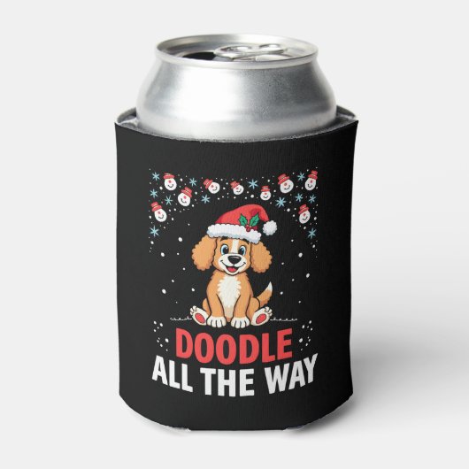 Doodle de hele weg Funny Goldendoodle Kerstman Hoe Blikjeskoeler (Blikje Voorkant)