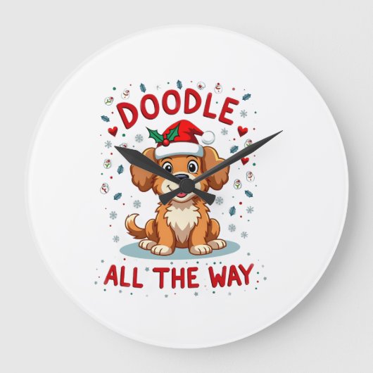 Doodle de hele weg Funny Goldendoodle Kerstman Hoe Grote Klok (Voorkant)
