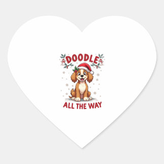 Doodle de hele weg leuke Goldendoodle kerstman hoe Hart Sticker