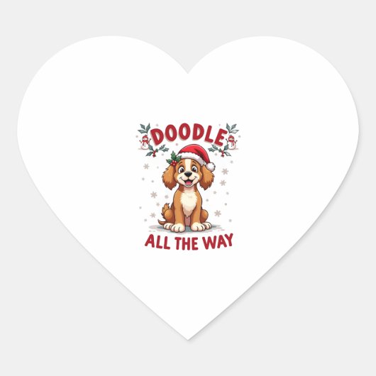 Doodle de hele weg leuke Goldendoodle kerstman hoe Hart Sticker (Voorkant)