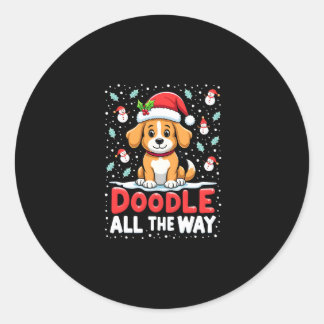 Doodle de hele weg leuke Goldendoodle kerstman hoe Ronde Sticker
