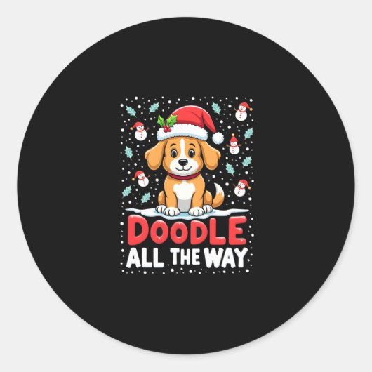 Doodle de hele weg leuke Goldendoodle kerstman hoe Ronde Sticker (Voorkant)