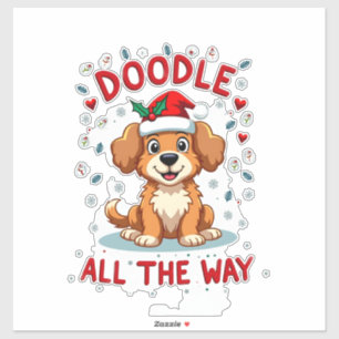 Doodle de hele weg leuke Goldendoodle kerstman hoe Sticker