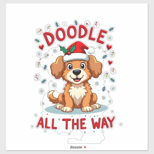 Doodle de hele weg leuke Goldendoodle kerstman hoe Sticker (Vel)