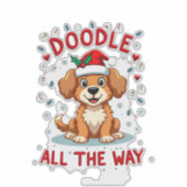 Doodle de hele weg leuke Goldendoodle kerstman hoe Sticker (Voorkant)