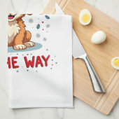 Doodle de hele weg leuke Goldendoodle kerstman hoe Theedoek (Quarter Fold)
