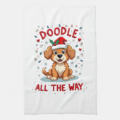Doodle de hele weg leuke Goldendoodle kerstman hoe Theedoek (Verticaal)