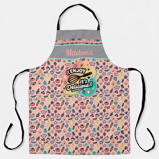 Doodle Delicious Whisk Pastel Art Schort (Voorkant)