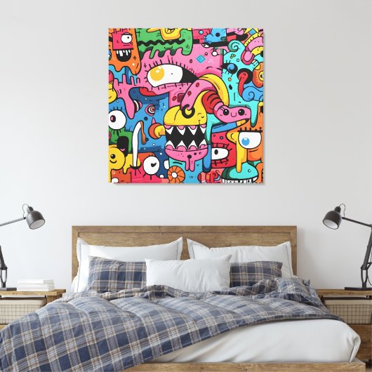 Doodle Delirium Canvas Afdruk (Insitu (Slaapkamer))