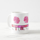 Doodle Design in Shades van Roze met Bloemen Koffiemok (Voorkant links)