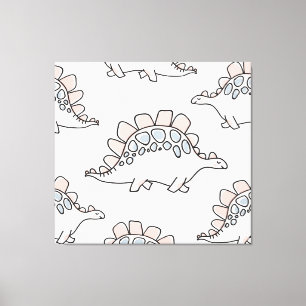 Doodle Dinosaurs: Hand getrokken plezier. Canvas Afdruk