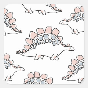 Doodle Dinosaurs: Hand getrokken plezier. Vierkante Sticker