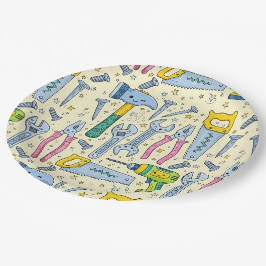 Doodle DIY Tool Collection With Stars Papieren Bordje (Gekanteld)