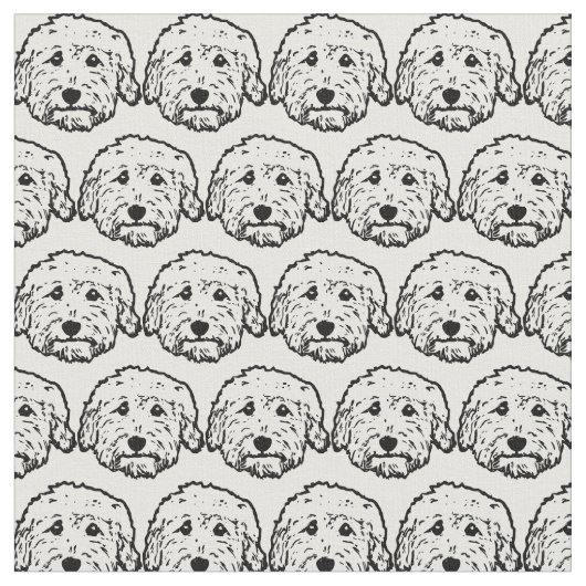 Doodle dog fabric - Goldendoedle, Labradoodle Stof (Close Up)